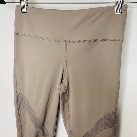 mono b Taupe Tan Leggings Mesh Inset Sz Small - Picture 5 of 6